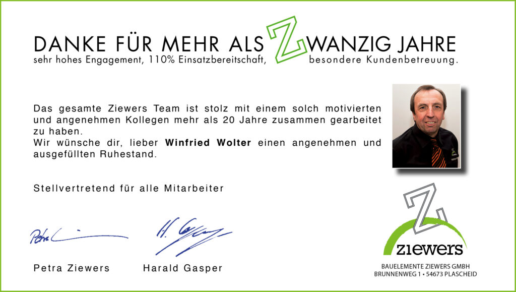 Ruhestand Winfried Wolter